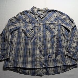 Catherines Blue and Gray Casual Button Down Shirt